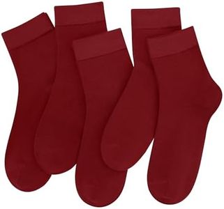 SERISIMPLE Colorful Quarter Ladies Crew Socks Breathable Solid Pastel Light Color Thin Bootie Unisex Sock 5 Pairs (m,Maroon)