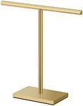 Gatco 1444B, Modern Rectangle Base Freestanding Countertop Towel Holder, Brushed Brass / 10.50" W x 11.13" H T-Style Countertop Hand Towel Holder for Bathroom, Kitchen/Fingertip Towel Rack