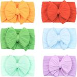 CÉLLOT 6 Pcs Super Stretchy Soft Handmade Headbands with Double Bows Head Wrap Nylon Hair Accessories For Newborn Baby Girls Infant Toddlers Kids(Green)