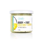 Hawaiian Sunrise, Pineapple and Coconut Exfoliating Body + Foot Scrub | Dead Sea Salt Body Exfoliator | Hydrating Natural Exfoliating Scrub | All natural, vegan, cruelty-free, made in Canada | 282 ml