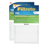 Filtrete 16x25x1 AC Furnace Air Filter, MPR 700, MERV 8, Tough on Pollen, Easy on Airflow, 3-Month Pleated 1-Inch Electrostatic Air Cleaning Filter, 2-Pack (Actual Size 15.68 x 24.56 x 0.78 in)