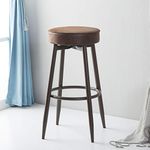 UnaFurni Bar Stools Counter Height, Swivel Kitchen Counter Stool, Industrial Backless Round Barstool with Cushion, 24 or 29 Inch Brown 1 Piece