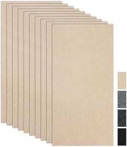 CUCOS 10Pcs Carpet Tiles Peel and Stick, 12"x 24" Thin Floor Adhesive Tiles Mat, Rectangular Carpet Non-Slip Tiles, Waterproof Carpet for Living Room Bedroom Khaki