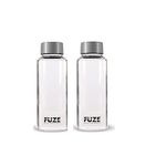 Fuze Borosilicate Glass Fridge Bottle 500ml (set of 2) | Sleek & Modern Design | Perfect For Use At Home or Office | Dishwasher Friendly