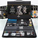 Castle Art Supplies 100 Piece Drawing & Sketching Set | Graphite, Charcoal, Pastel, Metallic & Water Soluble Pencils + Sticks, Fineliners | For Professionals, Adult Artists | In Tough Travel Case