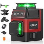 Laser Level, Elikliv 8 Lines Laser Level 360 Self Leveling, 200Ft Green Laser Level Lines Tool, 2x360° Cross Line Laser for Construction and Picture Hanging, with 2 Rechargeable Batteries (8 Hrs)