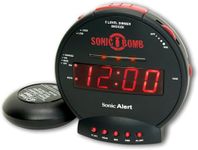 Sonic Bomb Dual Extra Loud Alarm Clock with Bed Shaker, Black | Sonic Alert Vibrating Alarm Clock Heavy Sleepers, Battery Backup | Wake with a Shake