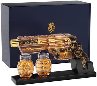 Kollea Handcrafted Whiskey Decanter Gift Set with 2 Grenade Glasses, Black