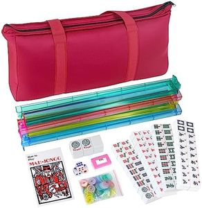 SacPero American Mahjong Game Set 166 Mahjong Tiles Set 4 All-in-One Rack/Pushers,100 Chips,1 Wind Indicator with Carrying Bag,Mah Jongg Set (American Mahjong)