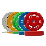 AmStaff Fitness Coloured Bumper Plates - Weight Plates Engineered with Resilient Steel Core and Elite Rubber for Strength Conditioning Workouts, Weightlifting (300lbs - set)