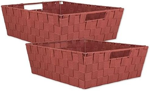 DII 5893 Lot de 2 paniers de rangement en nylon tissé trapézoïdal durable pour organiser votre maison, bureau ou placards (plateau – 33 x 38,1 x 12,7 cm) Rouille