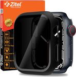 Zitel Privacy Screen Protector Case Compatible with Apple Watch 45mm, Anti-Spy Screen Glass Protector Hard PC Cover for iWatch Series 9 8 7 45mm - Matte Black