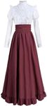 FCCAM Victorian Dress for Women 1800s Classic 2-Piece Renaissance Dress Costume Ruby XL