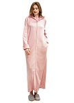 Robes for Women Zip Up Front Full Length Fleece Housecoat Hooded Robes