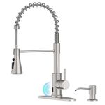 DAYONE Touchless Kitchen Sink Faucet with Pull Down Sprayer and Soap Dispenser, Stainless Steel Motion Sensor Touch Faucet for Kitchen Sink Smart Hands-Free Single Handle, Brushed Nickel