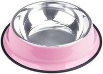 Weebo Pets Pink Stainless Steel No-Tip Food Bowls - Choose Your Size, 4-Ounce to 72-Ounce (72oz. Goliath)