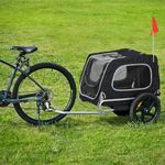 soges Dog Bike Trailer, Portable Pet Trailer Wagon Cart Travel Carrier Attachment, Dogs Cart with Back Entrance, Storage Bag, Black, 30HRFQPT02-BL-Pro-CA