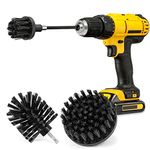 Black Drill Brush Attachment Cleaning Brush Set - Power Scrubber Cleaning Kit - All Purpose Drill Brush with Extend Attachment for Bathroom Surfaces, Grout, Smokers, Grills, Floor, Tile and Hard Water