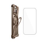 Ymuyus Z Shape Metal Bezel Drop Protection Case for iPhone 16 Pro Max, 360° Rotatable Stand, MagSafe Compatible (Desert Gold, for iPhone 16 Pro Max)