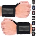 BEAST RAGE Weight Lifting Straps Wrist Wraps Fitness Padded Cotton Wrist Support Gel Advanced Grips Dumbbell Bar Wraps Heavy Duty Gym Bodybuilding Straps Power Deadlift Barbells (Full Black Wraps)