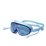 First Lens Kids Powered Swimming Goggles With UV Protection, Anti-Fog, and Leakproof Eyeglasses, Design, Color Blue (-4.00)