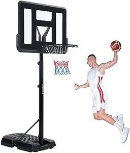 Basketball Hoop Outdoor,Portable Basketball Hoop Goal System 6.6-10ft Adjustable with 44 Inch Backboard & Wheels Basketball Equipment for Kids/Adults Indoor Outdoor 3+