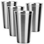 Stainless Steel Cups 16 oz, Beasea 4 Pack Stainless Steel Tumbler Double Wall Vacuum Insulated Drinking Cups Metal Drinking Glasses for Kids and Adults