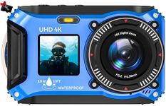 Digital Camera - 4K 56MP 33FT UHD Underwater Camera for Snorkeling with 32GB Card Dual-Screen Compact Waterproof Dustproof Floatable Camera - Autofocus Point and Shoot Digital Camera 1500mAh Battery