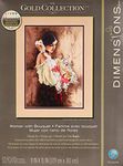 Dimensions Advanced Counted Cross Stitch Kit, Woman with Bouquet, 18 Count Beige Aida, 11'' x 15''