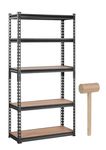 TORMETI Black Adjustable Set Of 5-Shelf Metal Shelving Unit Storage Utility Rack Garage Shelves Display Rack Steel Bootless Rivet Rack,63 IN Height 1-Pack(Black (5-Section ) 5.3'[H] X 2'[L] X 1'[D])