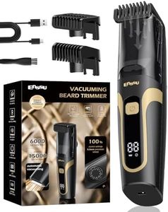 Beard Trimmer for Men Auto-Vaccum, Rechargeable Electric Men Beard Trimmers with 2 Combs, 1-20mm Adjustable Length Dial, Waterproof Cordless Mustache Trimmer for Face, Stubble