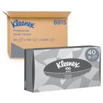 Kleenex Facial Tissues 8815-2 Ply Boxed Tissues - 40 Flat Tissue Boxes x 100 White Facial Tissues (4,000 Sheets Total)