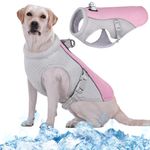 Kuoser Dog Cooling Vest, Evaporative Cooling Coat for Dogs, Breathable Pet Cooling Jacket, Safety Reflective Puppy Ice-Cooling Harness Coat, Sun-Proof Dogs Summer Cooler Vest for Activity, Pink