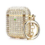 Case for Airpods 2/1, Filoto Bling Crystal PC AirPod 1st/2nd Generation Case Cover for Women Girls (Gold)