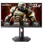 KOORUI 24" QHD Gaming Monitor 165Hz, 1ms, Fast IPS, 2K Display, 100% sRGB, Adaptive Sync, Height/Tilt/Pivot Adjustment, HDMI, DisplayPort, 100×100mm VESA Compatible (23.8inch/165Hz/1440p) GP01 Black