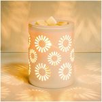 SALKING Ceramic Wax Melt Warmer, Electric Wax Warmer for Scented Wax, Candle Warmer Oil Burner with Edison Bulbs, Sunflower Fragrance Warmer Wax Cubes for Home, Bedroom, Birthday Gifts for Women