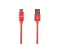 Monoprice USB 2.0 Type-C to Type-A Charge and Sync Nylon-Braid Cable - 10 Feet - Red, Fast Charging, Aluminum Connectors, Stay Synced - Palette Series