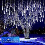 Kwaiffeo Christmas Lights Outdoor, 24 Tubes(Equivalent to 3 Sets of 8-Tubes) Meteor Shower Lights Snow Falling Icicle Lights for Xmas Tree Halloween Decoration Wedding Party Window, UL Plug, White