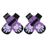 PUPTECK Anti-Slip Dog Socks with Double Sides Grips for Small Medium Large Dogs Hardwood Floors Prevents Licking, Dog Shoes for Hot Pavement Traction Control Paw Protector for Senior Dogs, Purple S