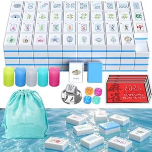 IGOKOTI Floating American Mahjong Set, 160 Floating Mahjong Tiles for Pool, Beach & Seaside Play, with Breathable Mesh Bag, Dice, Wind Indicator & Rules, for Pool Party, Spa, Yacht & Birthday Gift