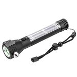 Breewell Aluminium 7 Mode Rechargeable Solar Led Torch Flashlight Use For Car Emergency (Black, Aluminum)