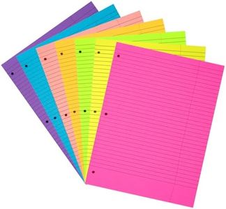 Loose Leaf Paper 8 x 10.5 IN,350 Sheets Notebook Paper 7 Neon Colors Wide Ruled Filler 3-Hole Punched College Lined Binder Paper 70 GSM/19 LB