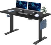 FLEXISPOT 160x80cm Electric Standing Desk Height Adjustable ONE PIECE Sit Stand Up Desk with Memory Smart Pannel (Black Frame+Black Desktop)