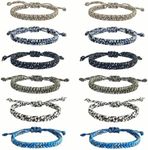 YANMIN 12 pcs Braided Friendship Bracelets for Teens Boys Teenager Goody Bag Stuffers Handmade Adjustable Woven Paracord Bracelets Bulk Tween Birthday Christmas Party Favors