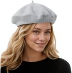 EGANO Wool Beret - Classic French Beret Hats for Women - Stylish and Timeless Fashion Accessory for Every Wardrobe Grey