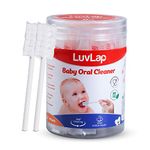 LuvLap 40pcs Oral Care Disposable Mouth Swabs for Cleaning Tooth, Swabsticks Baby Tongue Cleaning, 0-36 Months, White