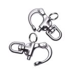 Boat Jaw Swivel Eye Snap Shackle,Quick Release Bail Rigging Sailing Boat Marine 316 Stainless Steel Clip, Pack of 2