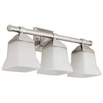 Sunlite Wall Light Vanity Fixture Three Light Bell Shaped Frosted Glass Bathroom Lighting, 20'', Brushed Nickel Finish