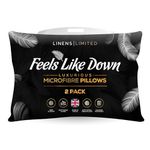 Linens Limited - Soft Pillows 2 Pack, Made in the UK, Hotel Quality, Luxurious Bounce Back Pillows, Feels Like Down, Firm and Orthopedic Support, Non-Allergenic Microfibre, Machine Washable (White)
