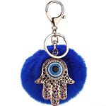 JK Home Pompom Ball Hand Pendant Keychain for Car Phone Bag Toy Blue